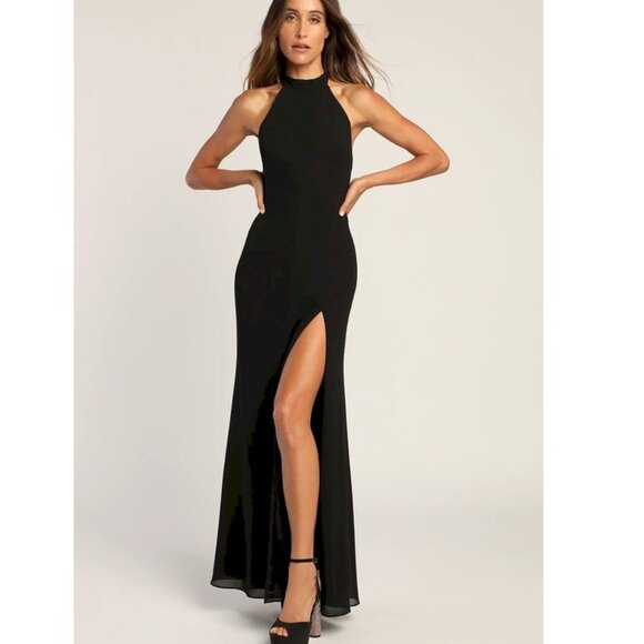 Lulus Dresses & Skirts - Lulus' Captured Your Heart Black Halter Maxi Dress Size XS NWOT